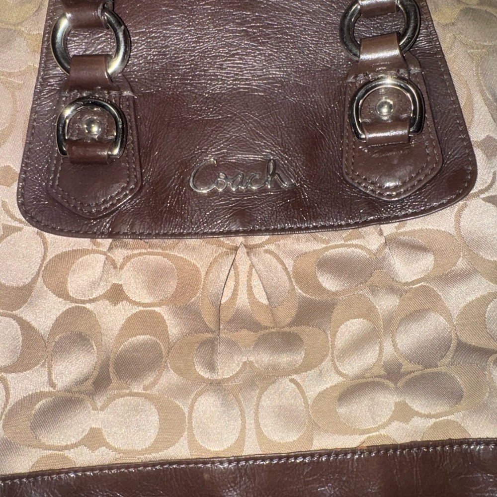 Coach Chocolate Brown and Beige canvas/leather Shoulder Bag